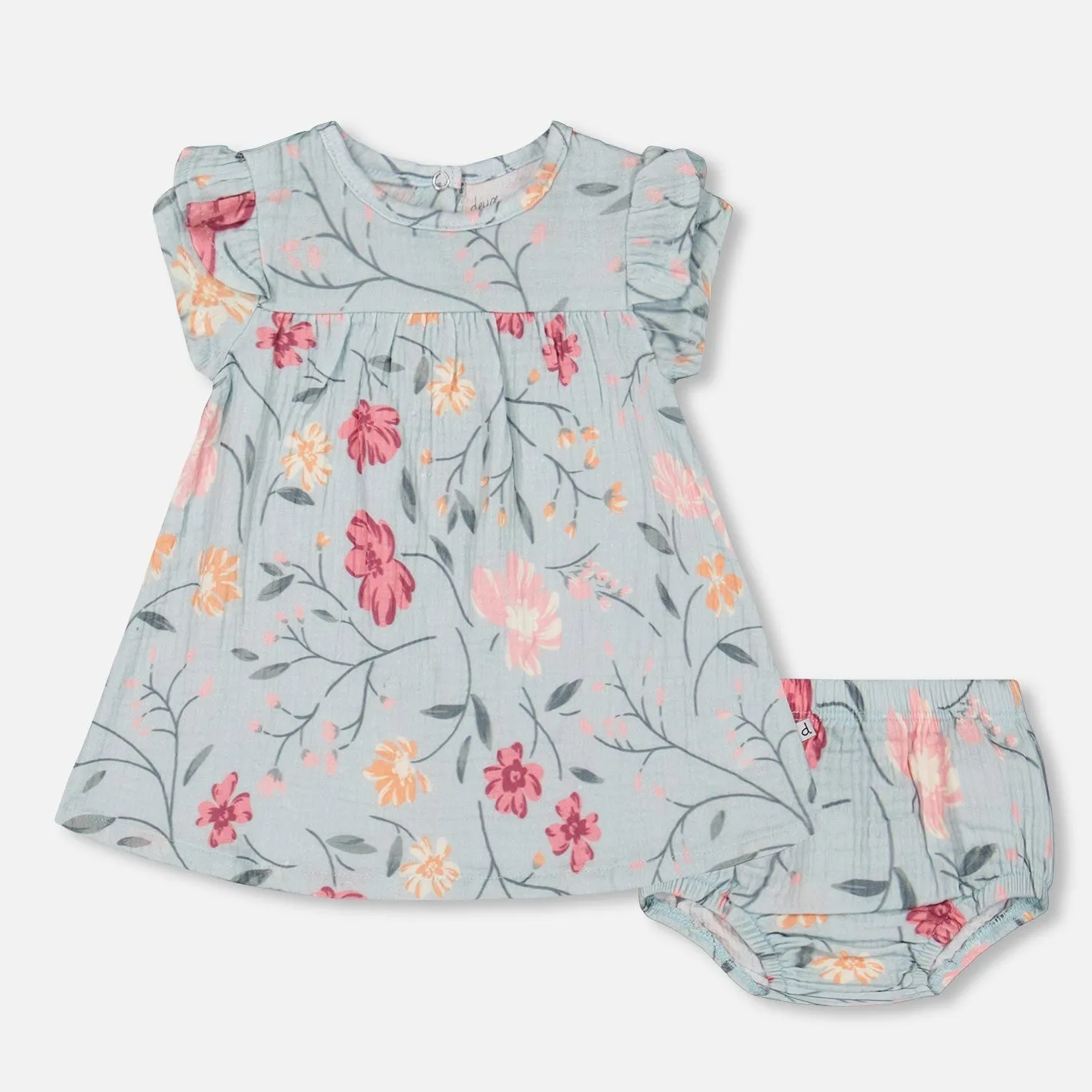 Deux Par Deux Dress & Bloomer Set - Printed Flowers