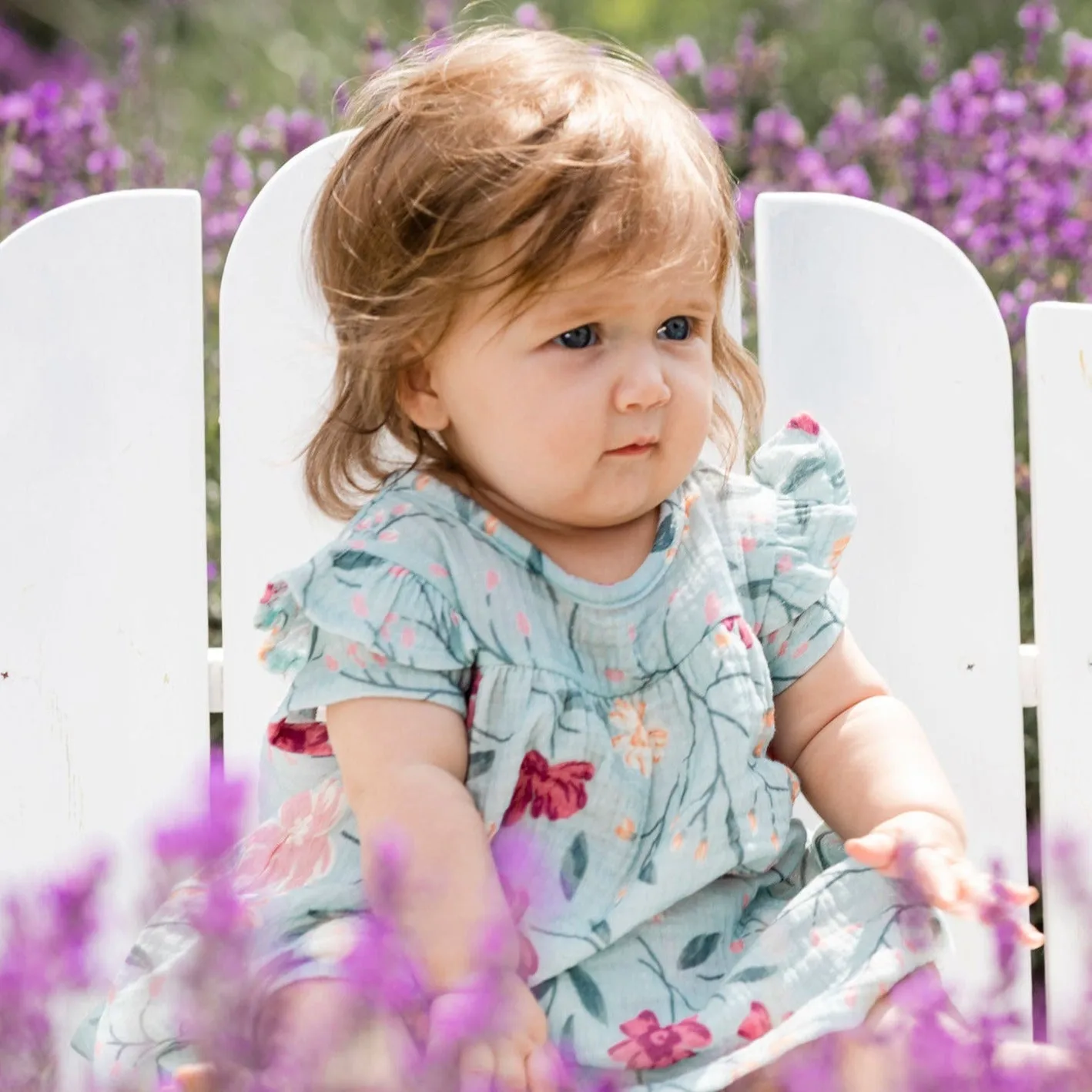 Deux Par Deux Dress & Bloomer Set - Printed Flowers