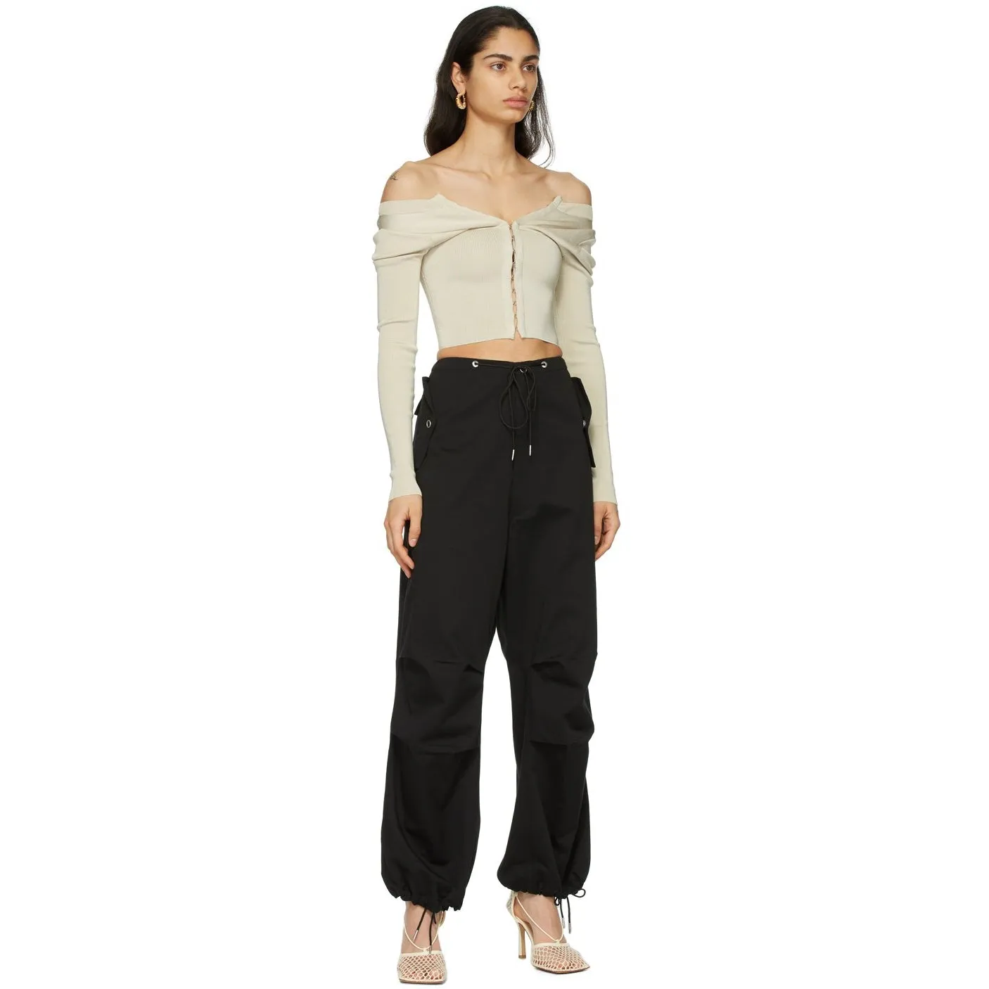 Dion Lee Beige Open Neck Bustier Cardigan