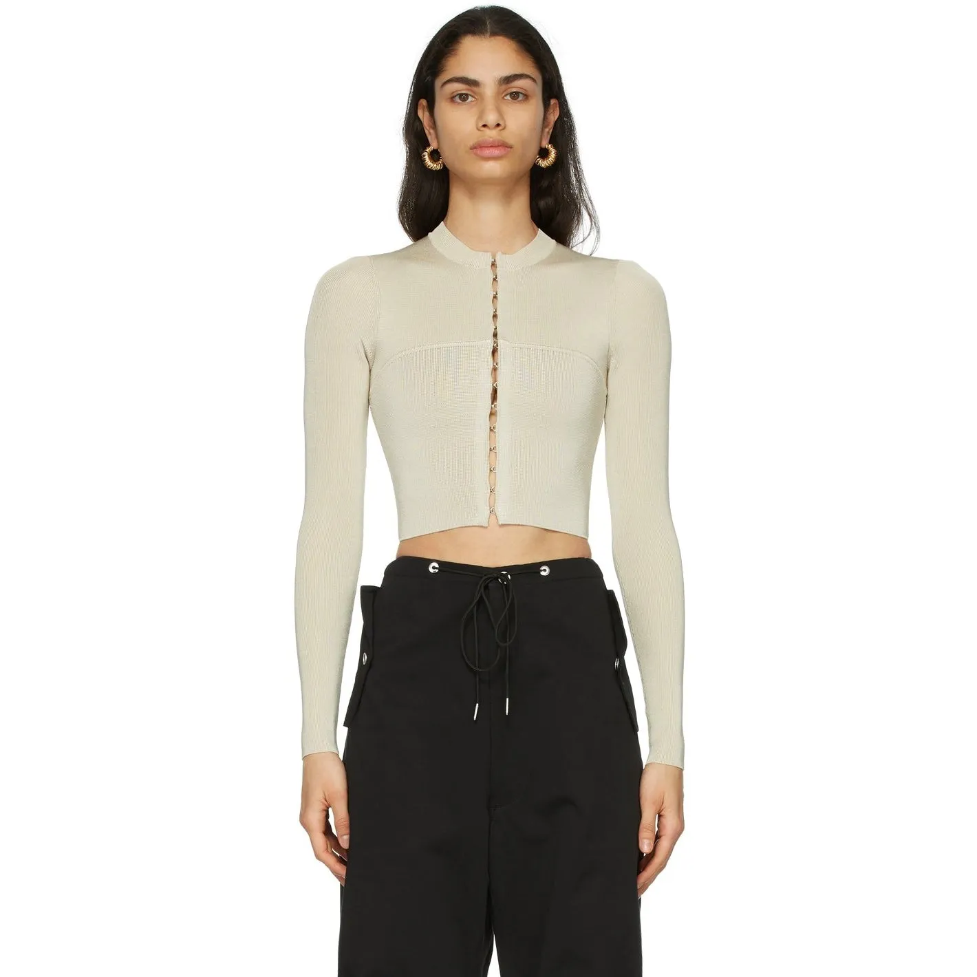 Dion Lee Beige Open Neck Bustier Cardigan