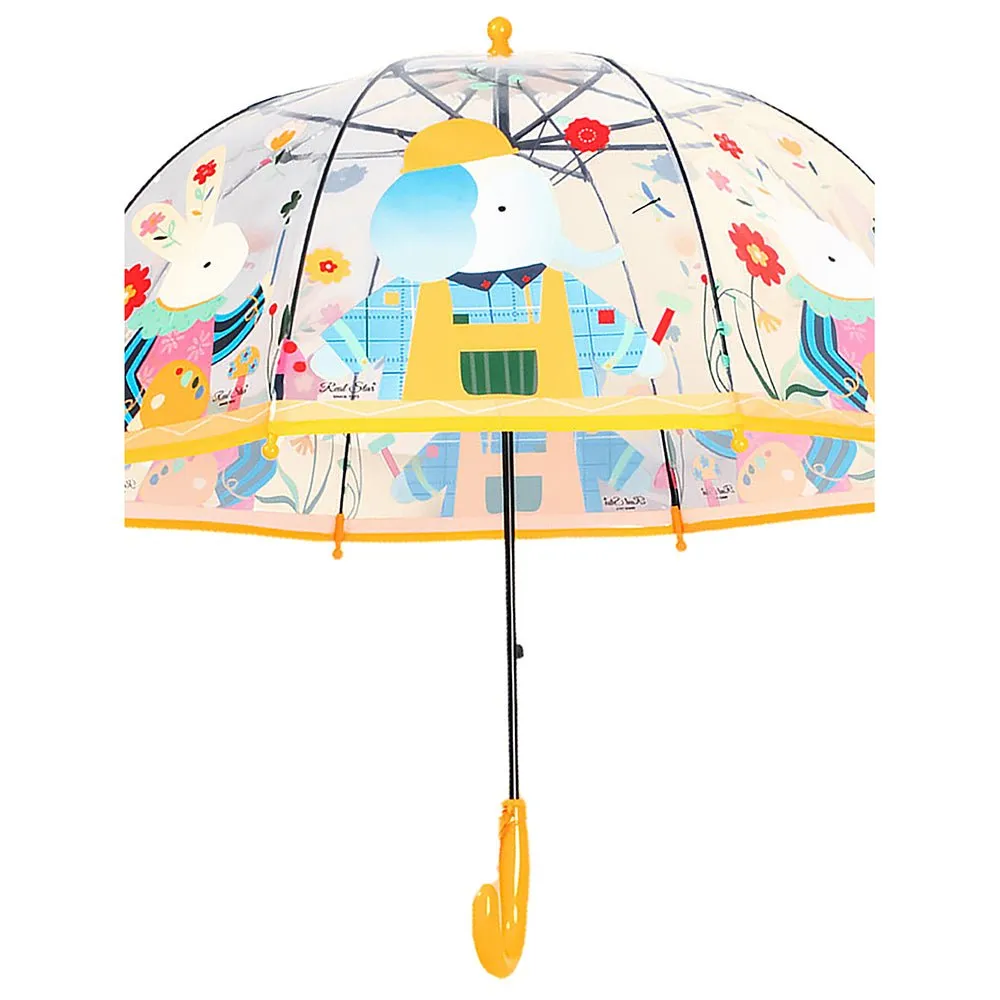 Dome Style Elephant Rabbit Transparent Yellow Umbrella for Kids