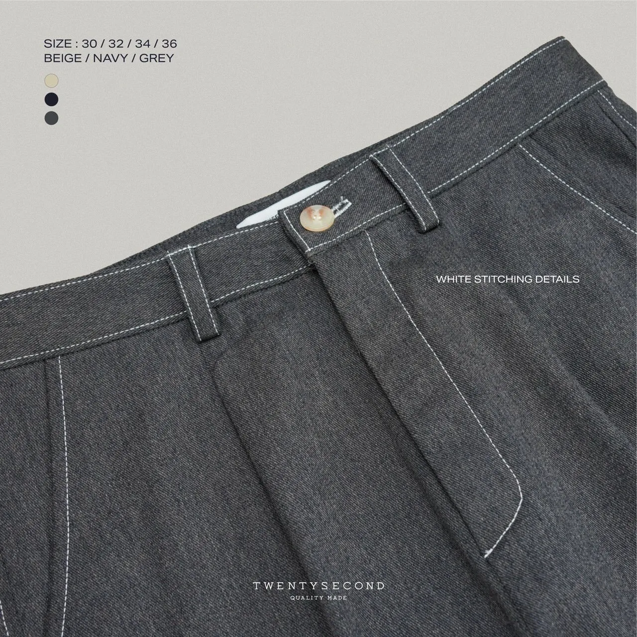 DYED TWILL TROUSERS - BEIGE