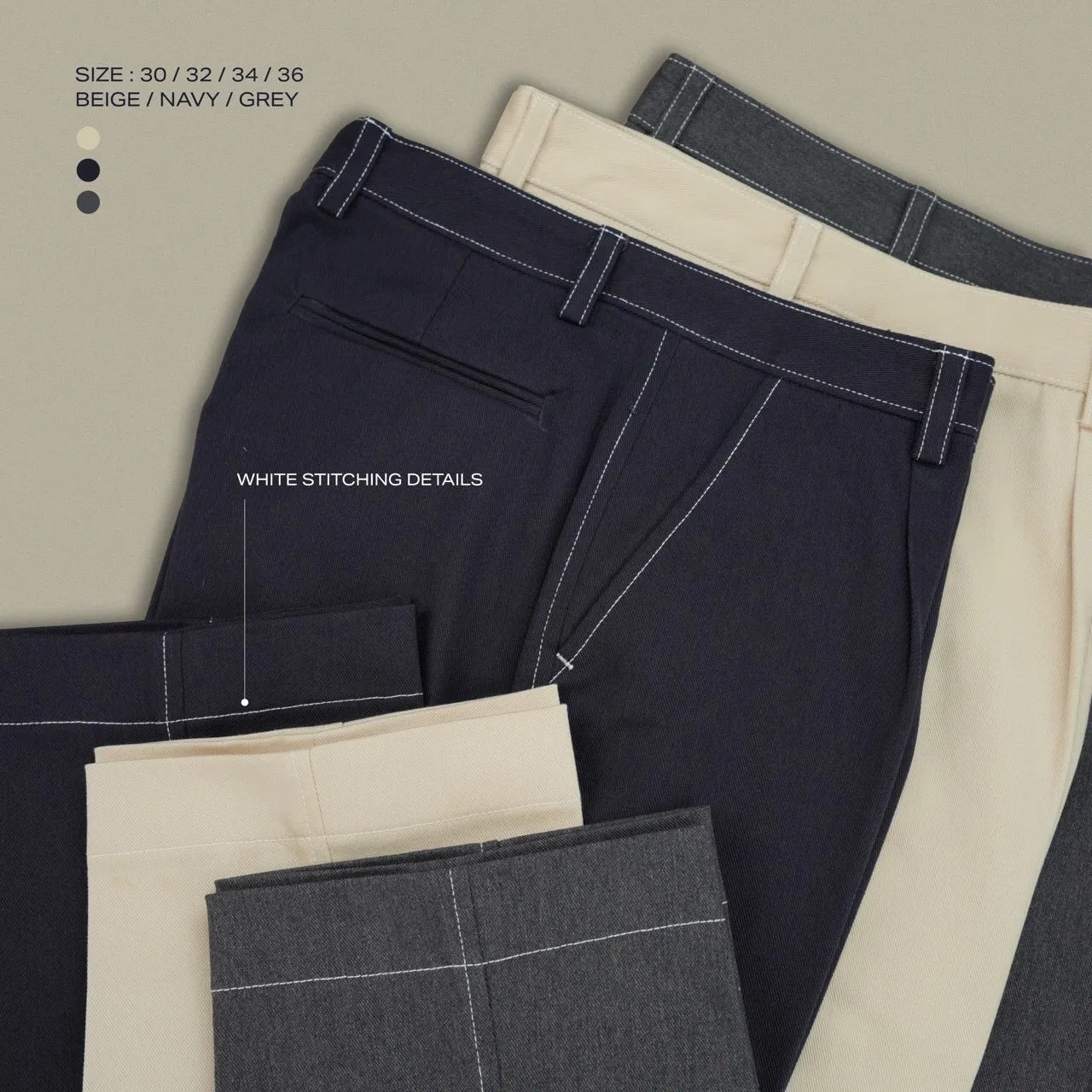 DYED TWILL TROUSERS - GREY