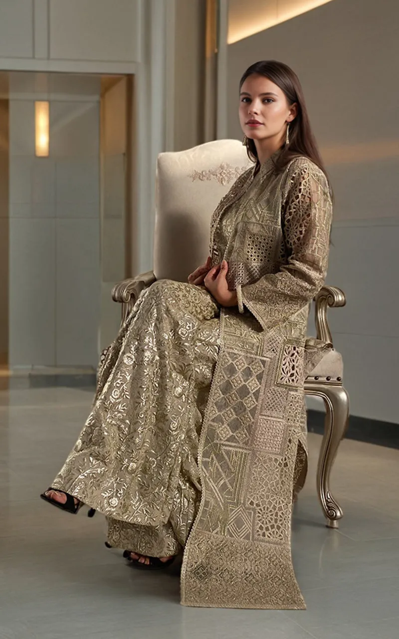Embroidered Jacket With Blouse
