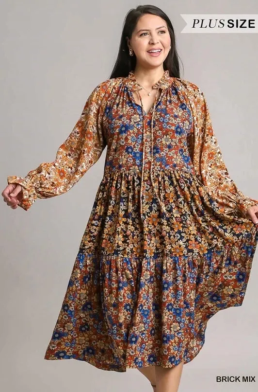 Floral Metallic Midi Dress