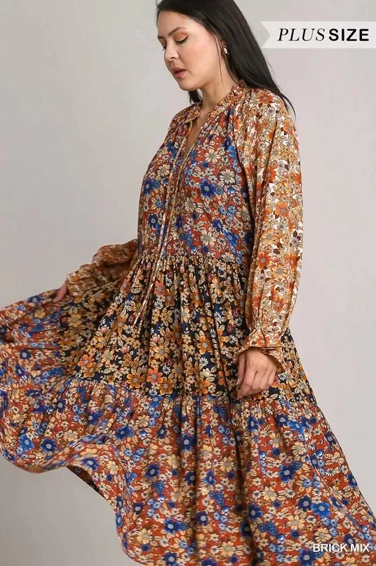 Floral Metallic Midi Dress