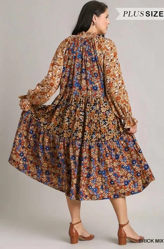 Floral Metallic Midi Dress