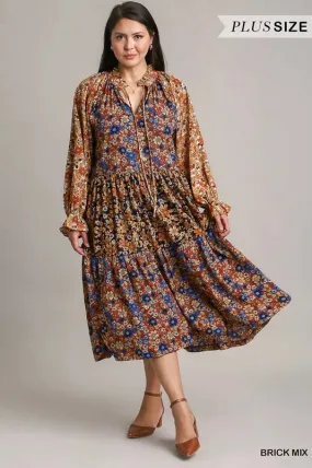 Floral Metallic Midi Dress