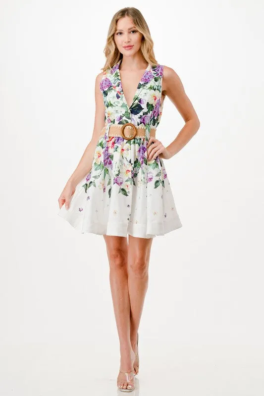 Floral Print Button Down Short Dress