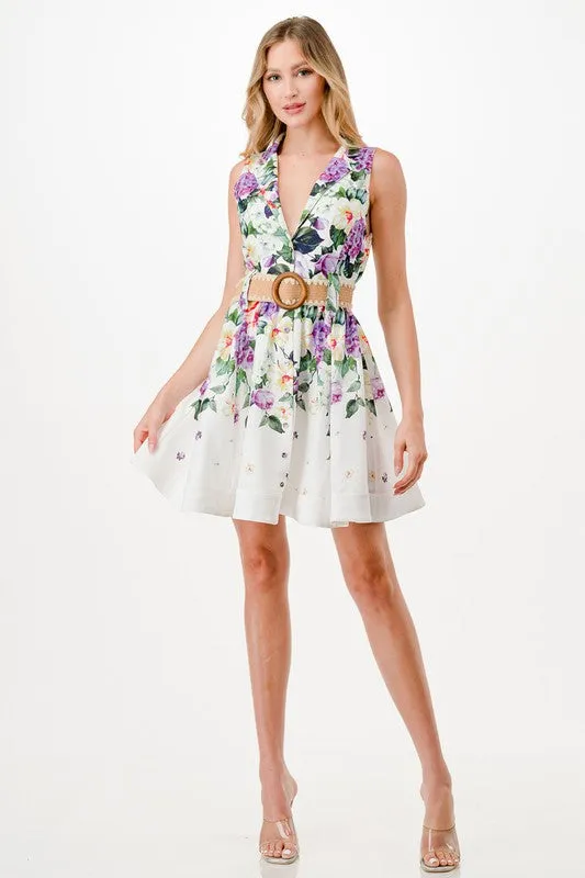 Floral Print Button Down Short Dress