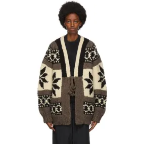 Fumito Ganryu Brown Intarsia Knit Cardigan