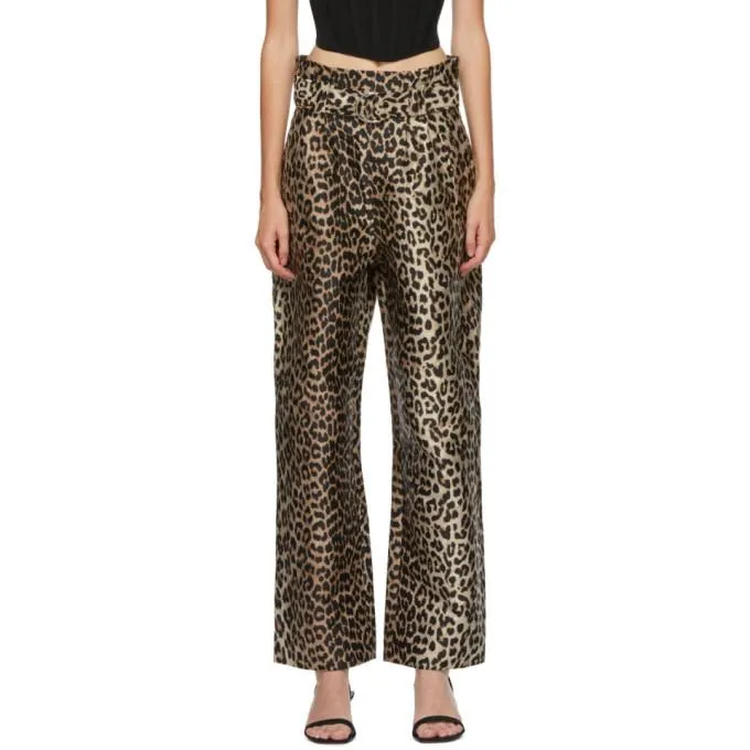 GANNI Black and Brown Crispy Jacquard Trousers