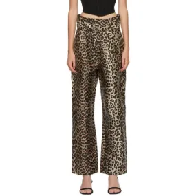 GANNI Black and Brown Crispy Jacquard Trousers