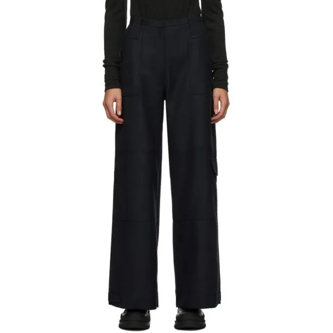 GANNI Navy Wool Suiting Trousers