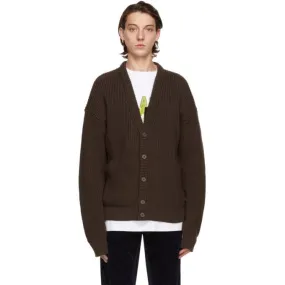 GCDS Brown Wool Maxi Cardigan