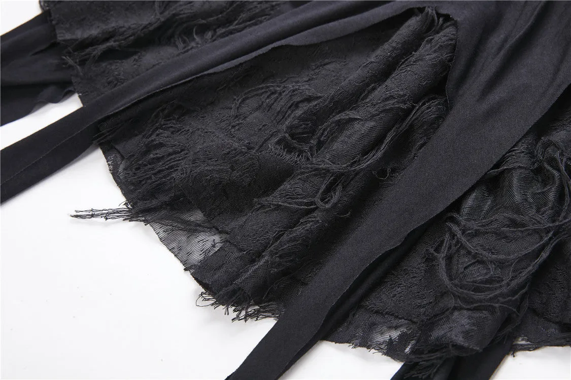 Holloween gothic slit hem witch sleeve hooded dress DW200