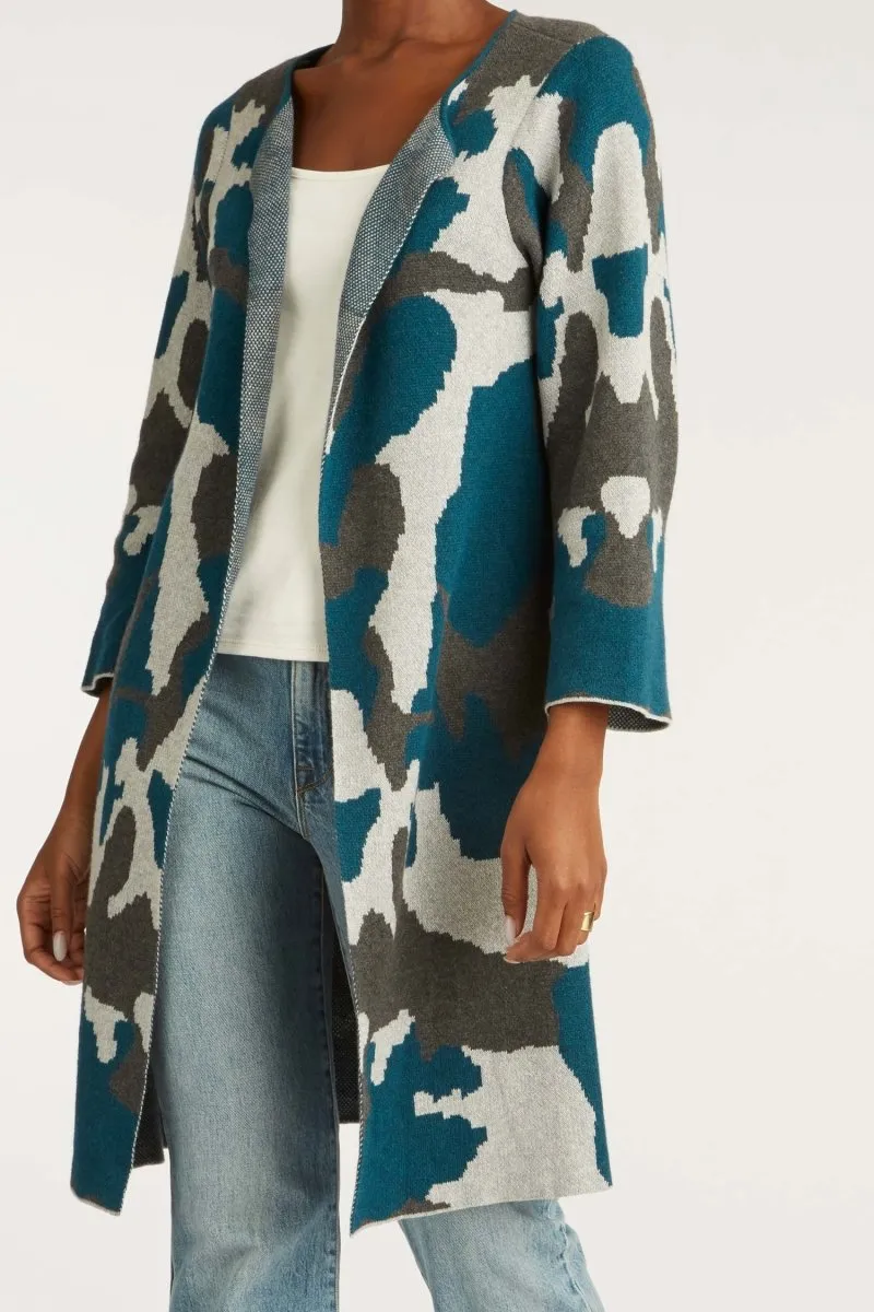 Ink Blot Swing Coat in Water Mix