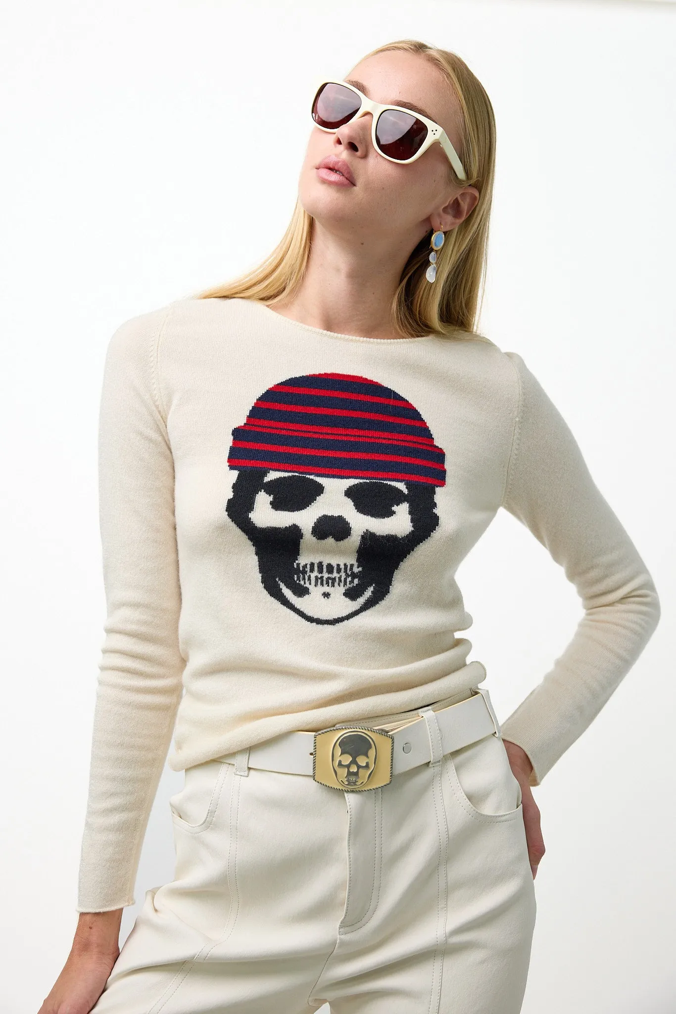 Intarsia Sailor Skull Pullover