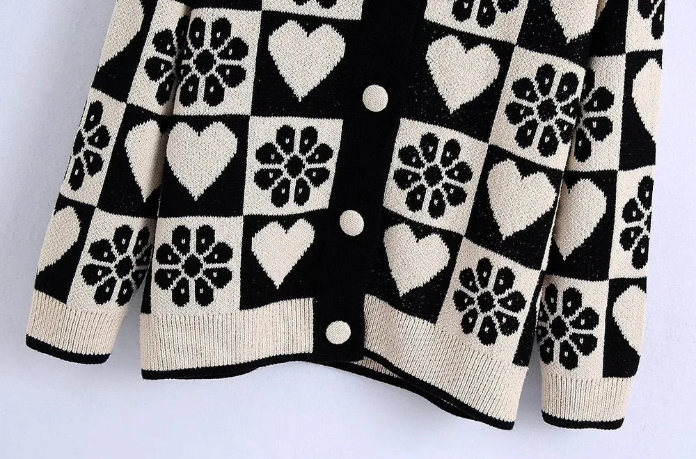 JACQUARD LOOSE KNIT CARDIGAN