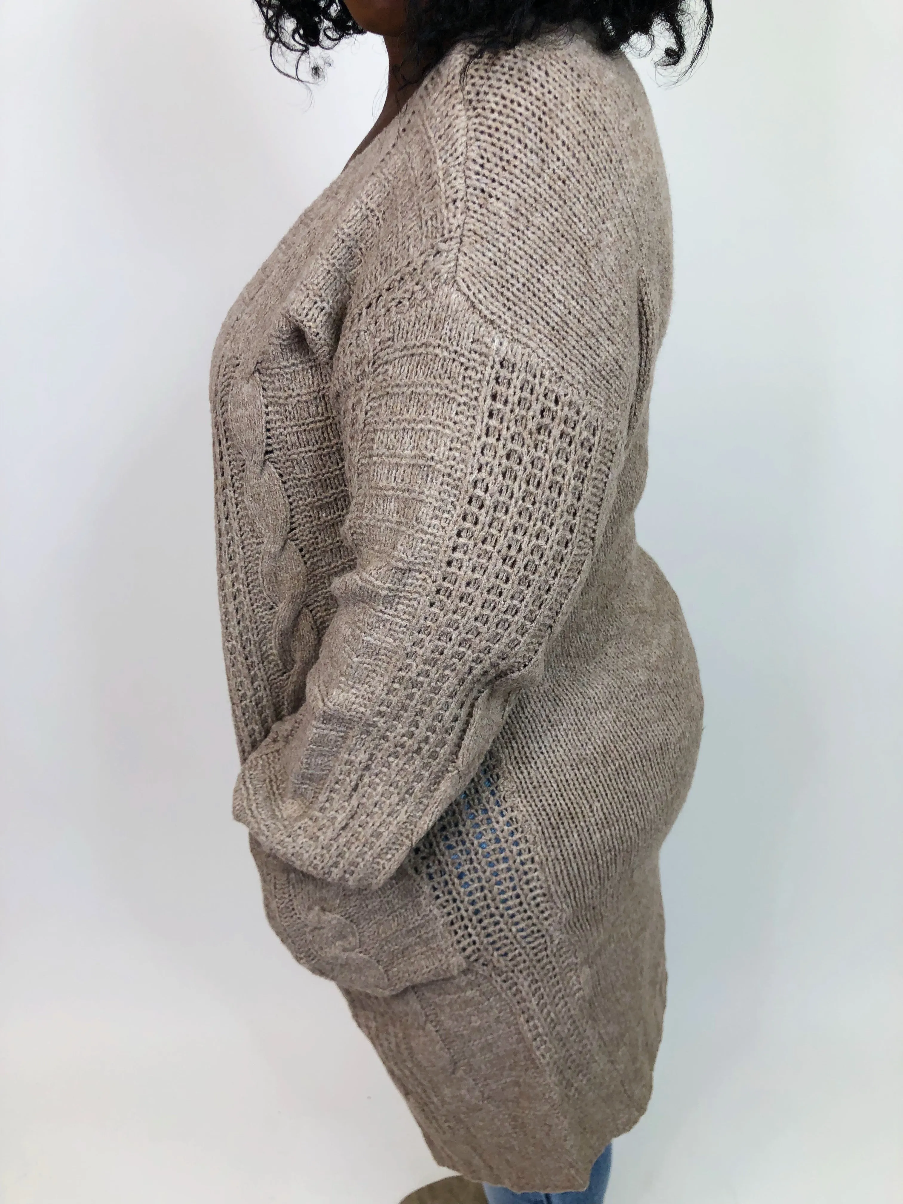 #K755 Cords Of Love Cardigan (Taupe)