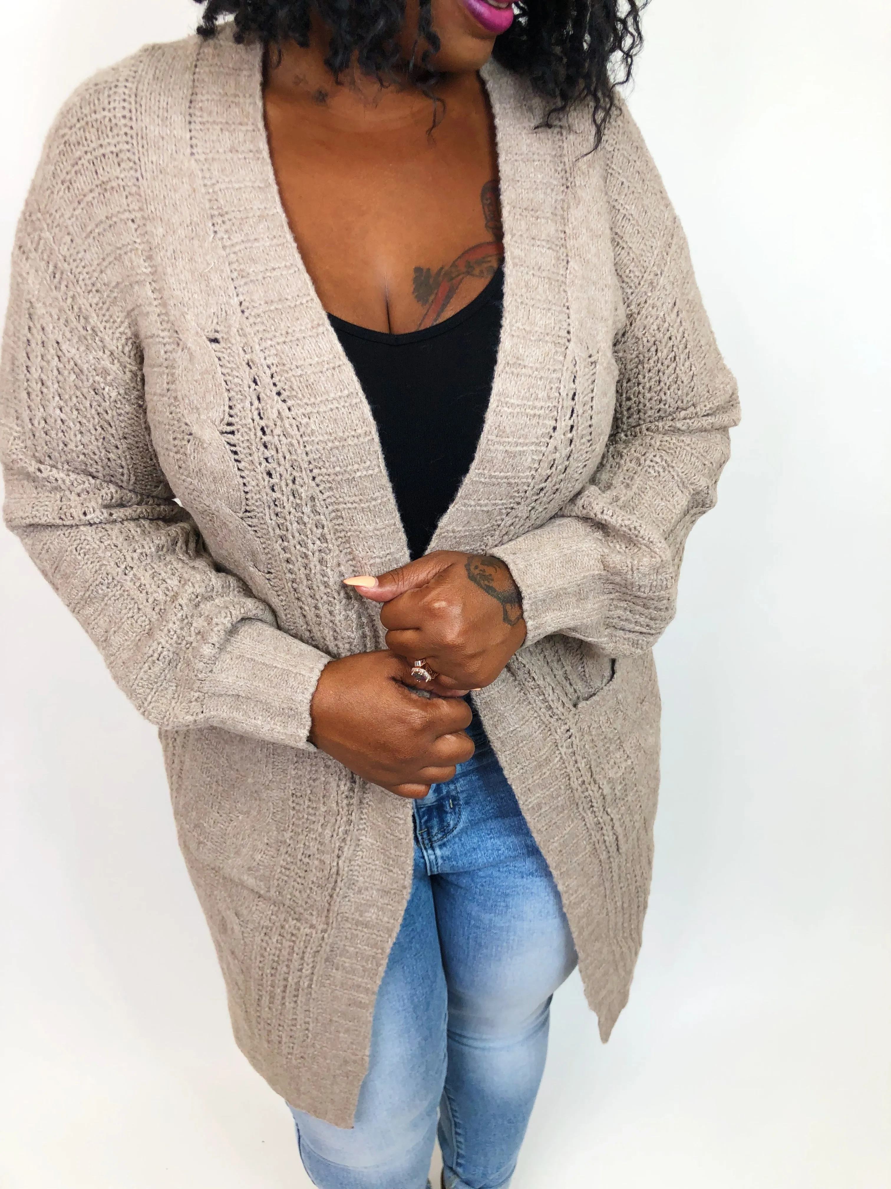 #K755 Cords Of Love Cardigan (Taupe)