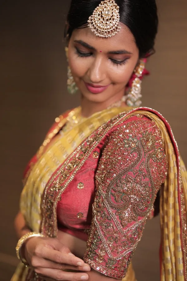 KANJEEVARAM TISSUE SILK BRIDAL HALF SAREE