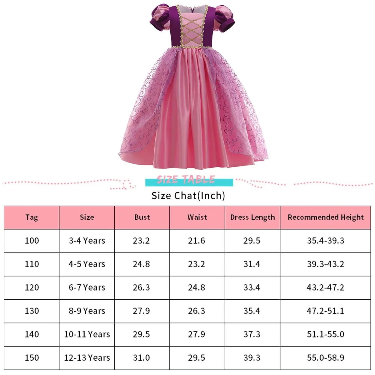 KAWELL Classic Rapunzel Princess Dress Up Costume