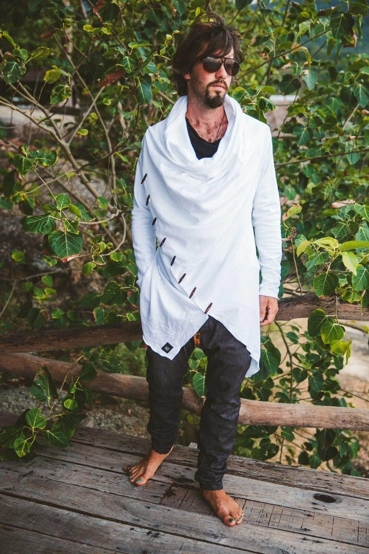KENOBI White - Elegant Jedi Style Hoodie Cardigan For Men