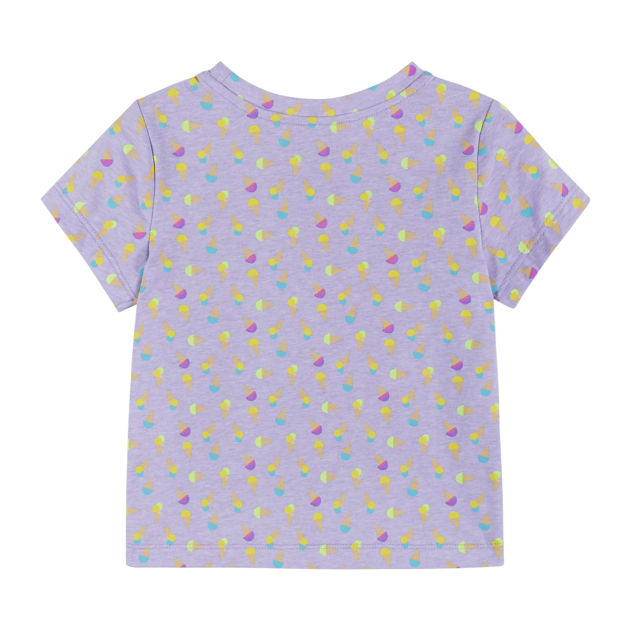 Kids Pink Ice Cream Print Tie Front Jersey Tee