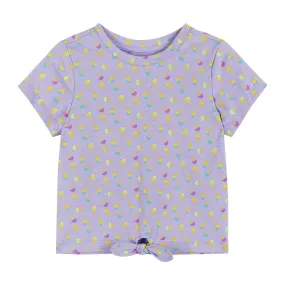 Kids Pink Ice Cream Print Tie Front Jersey Tee