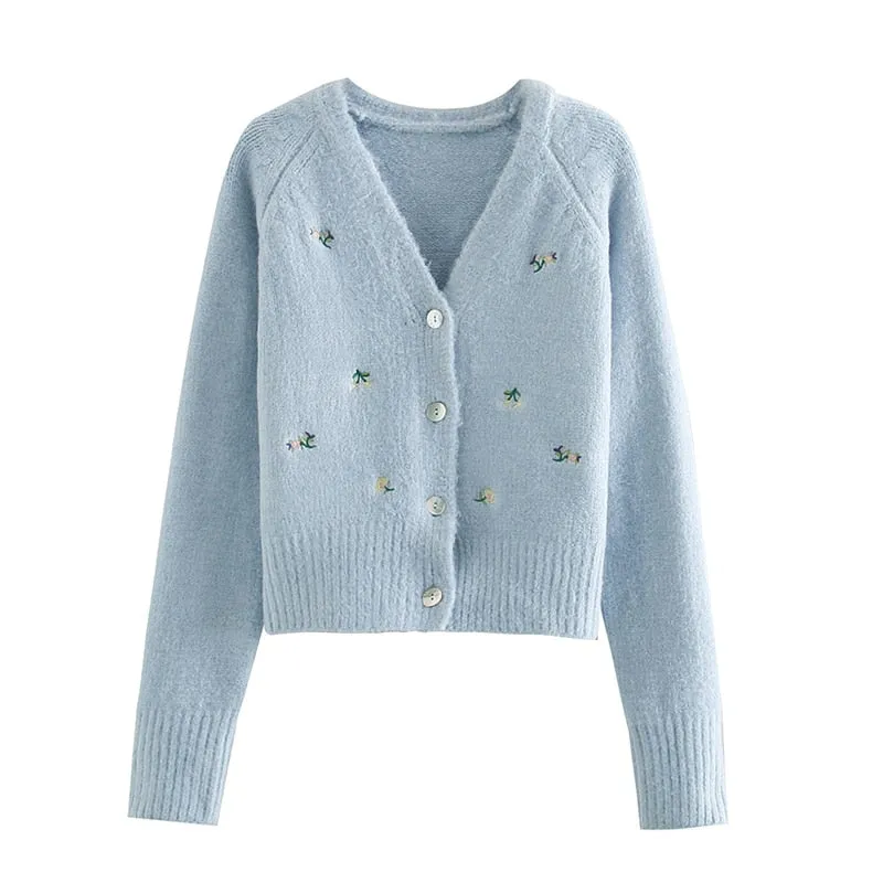 KNIT CARDIGAN WITH FLORAL EMBROIDERY