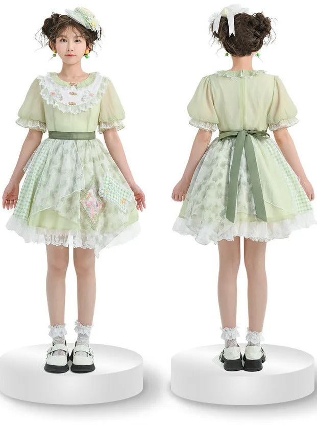 Lace Floral Dress Doll Splicing Mint