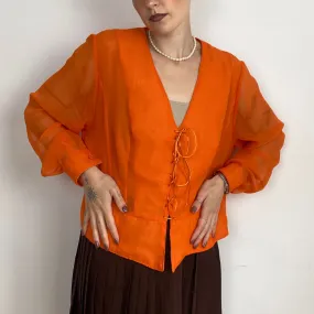 Lace Up Orange Blouse - LARGE