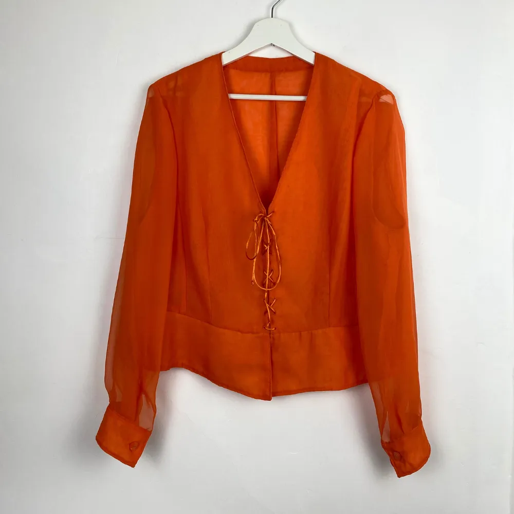 Lace Up Orange Blouse - LARGE