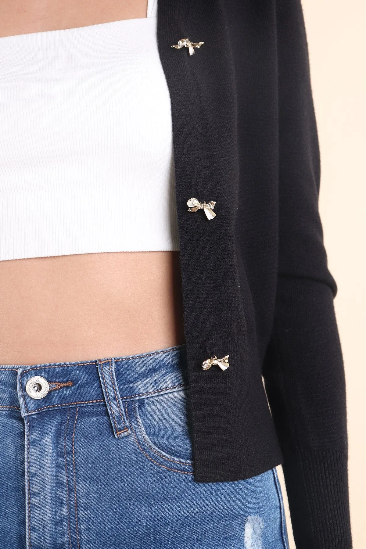 LES INES KNIT CARDIGAN IN BLACK