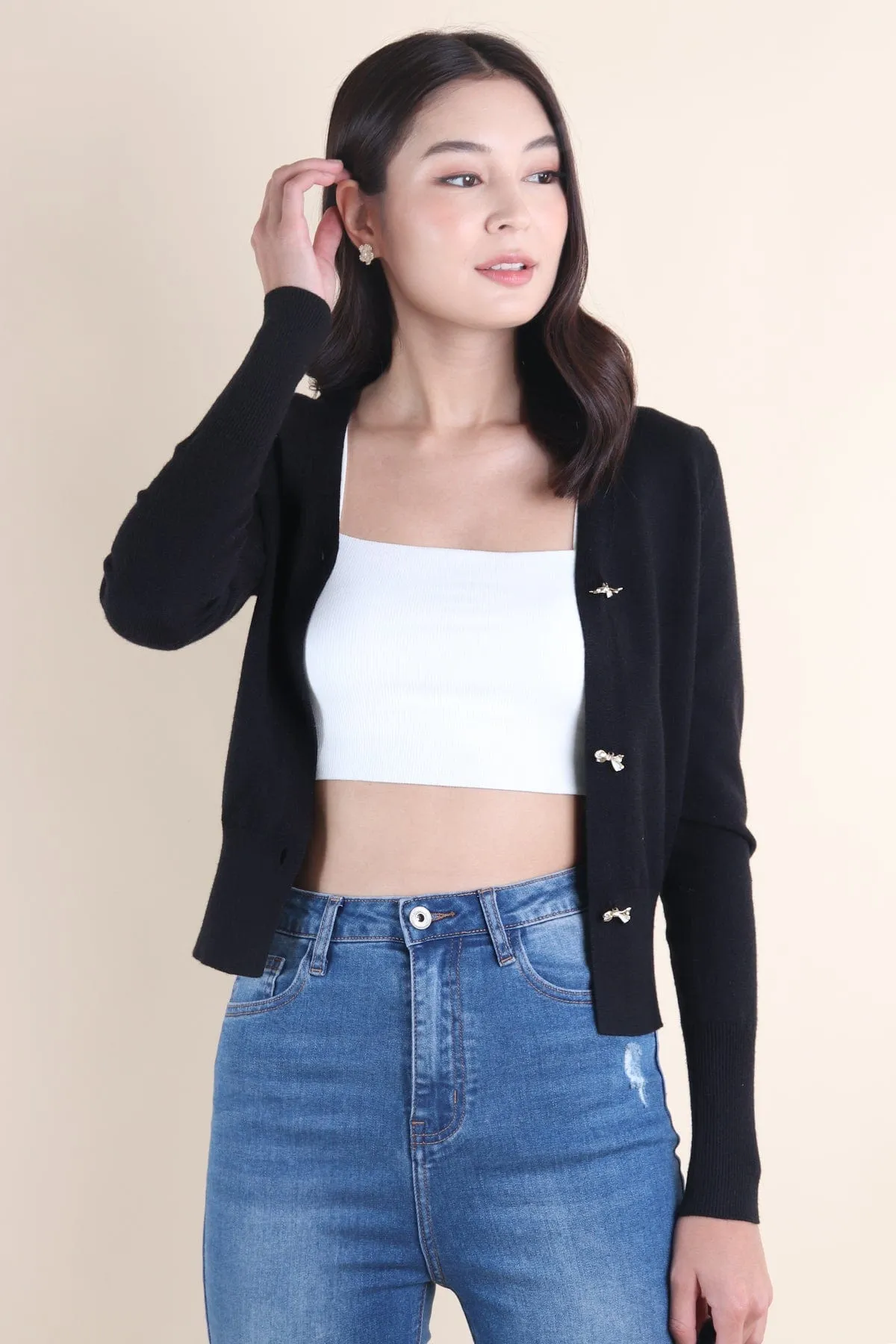 LES INES KNIT CARDIGAN IN BLACK