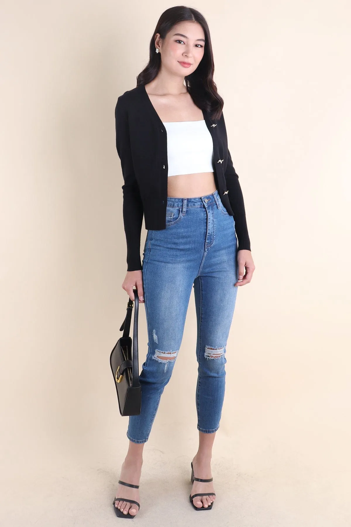 LES INES KNIT CARDIGAN IN BLACK