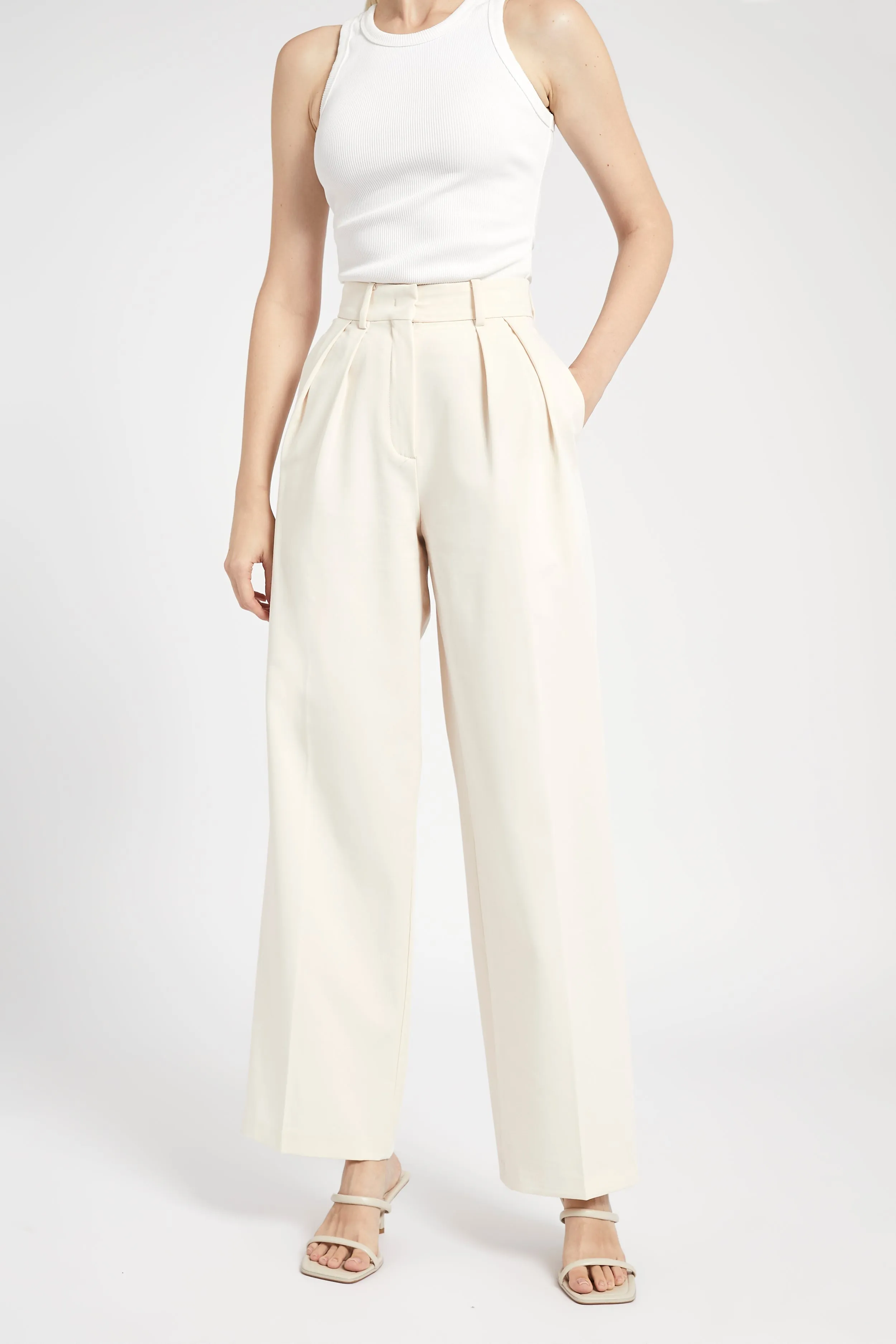 Longline Dad Trousers - Ecru