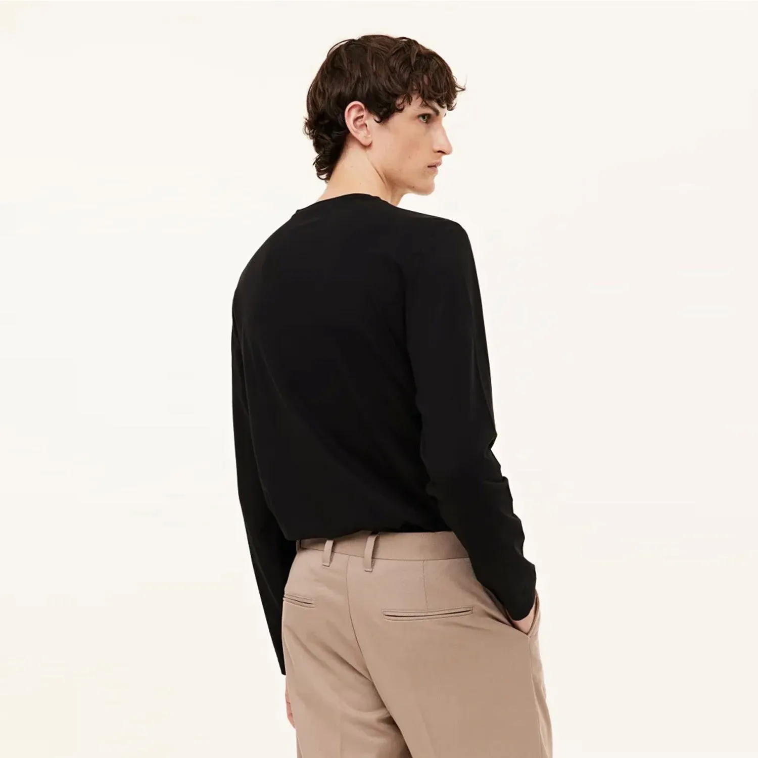 Men Soft Cotton Long Sleeve Black T-Shirt