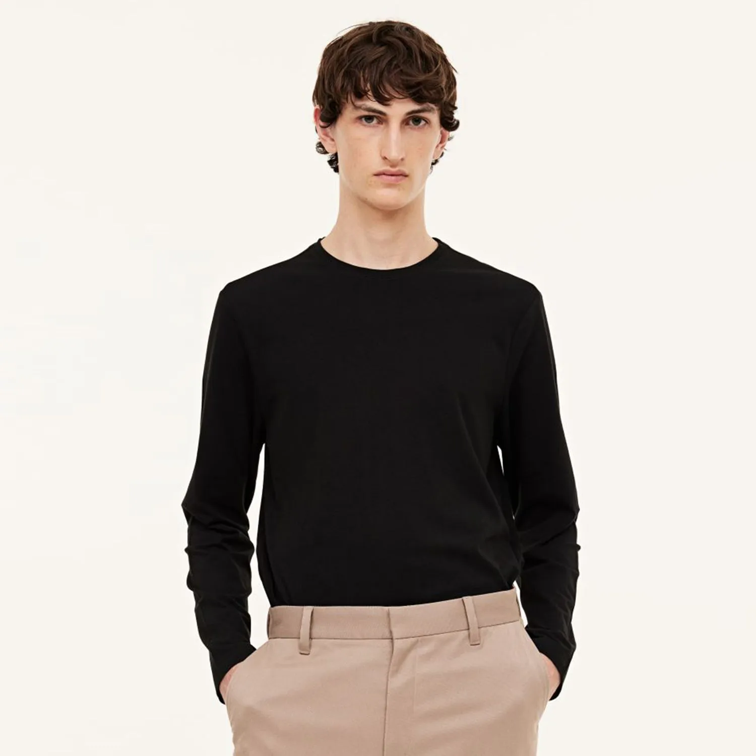 Men Soft Cotton Long Sleeve Black T-Shirt