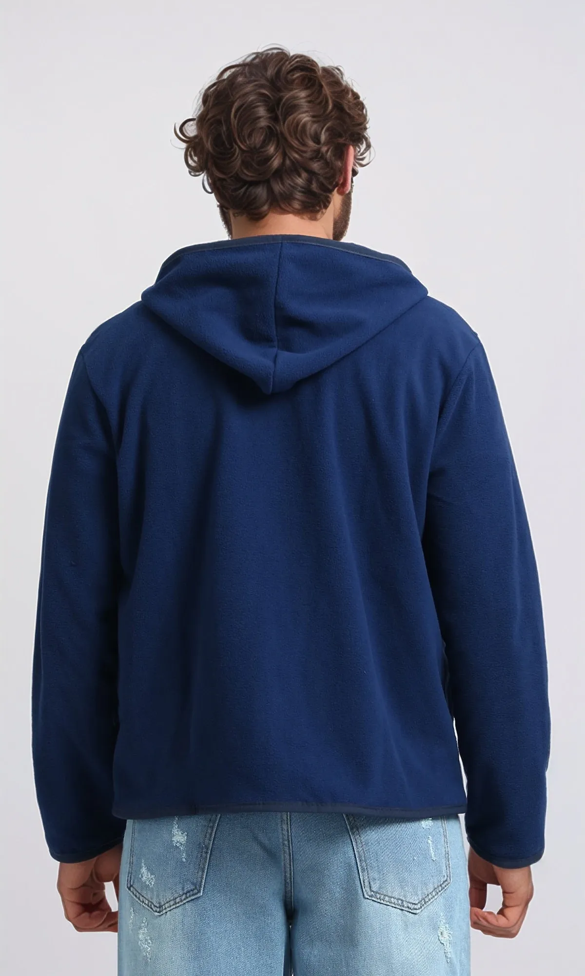 O201933 - Long Sleeves Regular Zipped Hoodie - Navy Blue