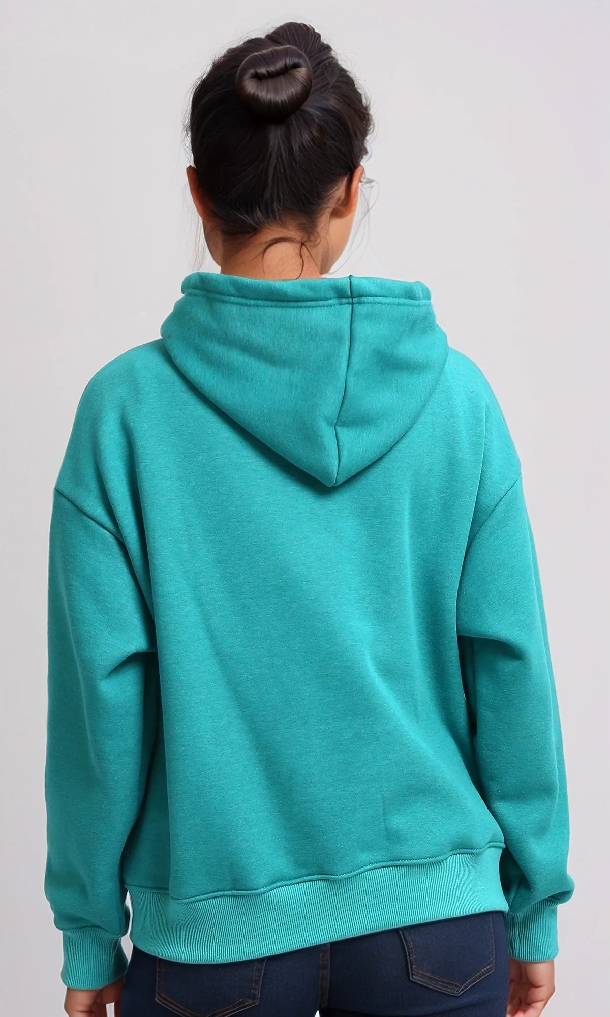 O202175 - Regular Fit Printed Winter Hoodie - Heather Green