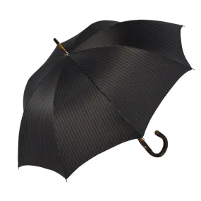 Ombrelli Handcrafted Umbrella with Wood Handle - Gray Pinstripe