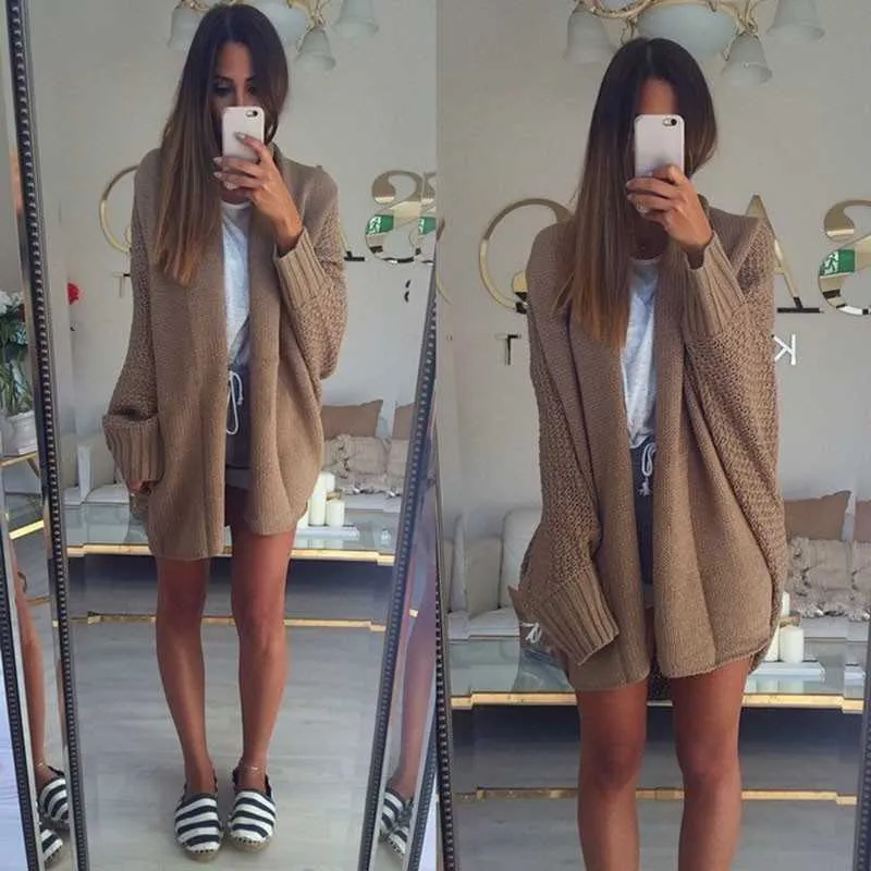 Oversized Open Front Batwing Long Cardigan Sweater