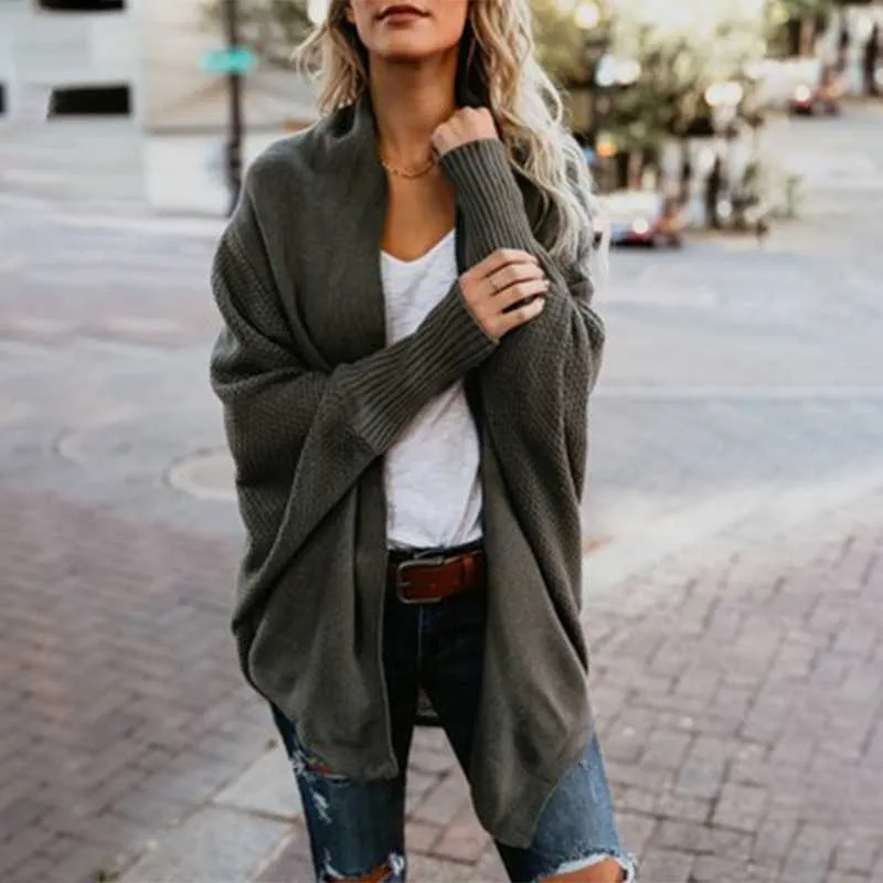 Oversized Open Front Batwing Long Cardigan Sweater