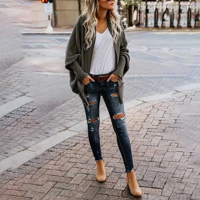 Oversized Open Front Batwing Long Cardigan Sweater