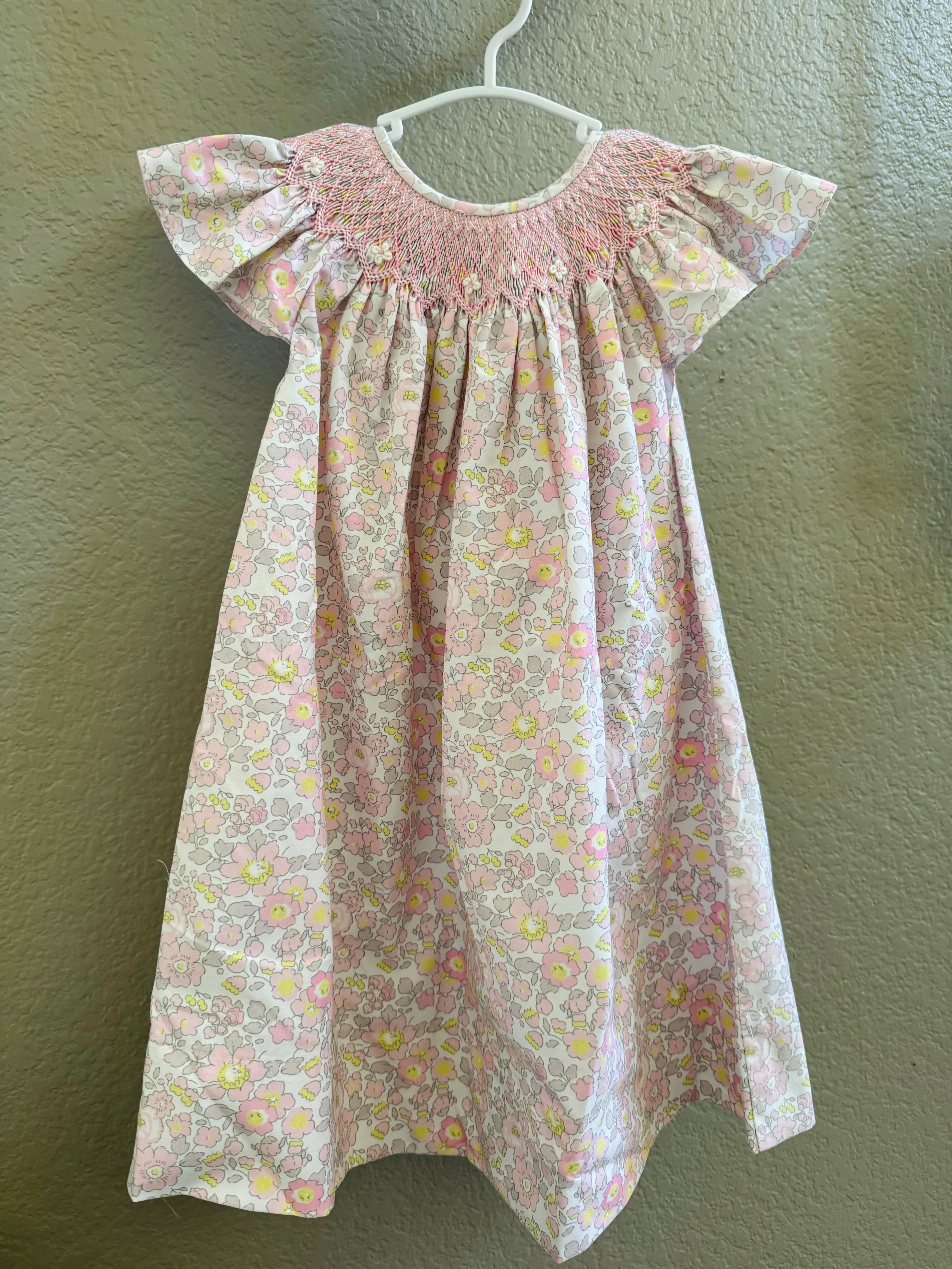 Pink Floral Spring Smocked Dress