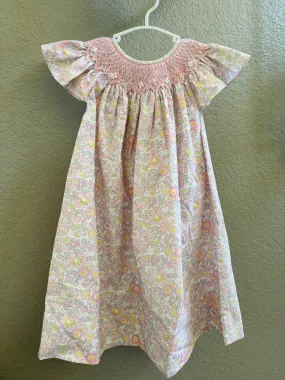 Pink Floral Spring Smocked Dress