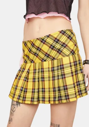 Pleated Yellow Plaid Skirt