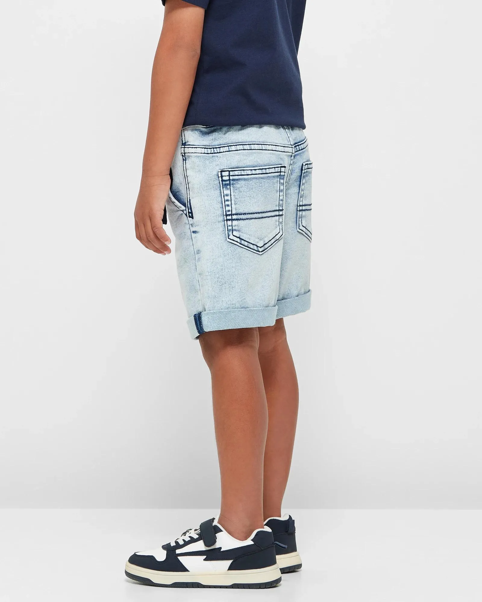 popular  Pull On Denim Shorts - Light Wash